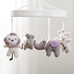 ❌SOLD❌Knit Animal Friends White Musical Baby Crib Mobile, Pottery Barn